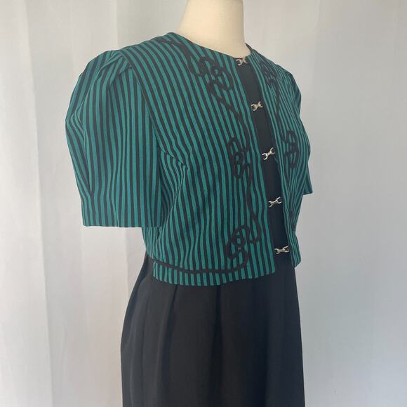 Vintage Dress Size Medium Large Green Black Layered Look Gothic Steampunk 90s - Picture 5 of 16